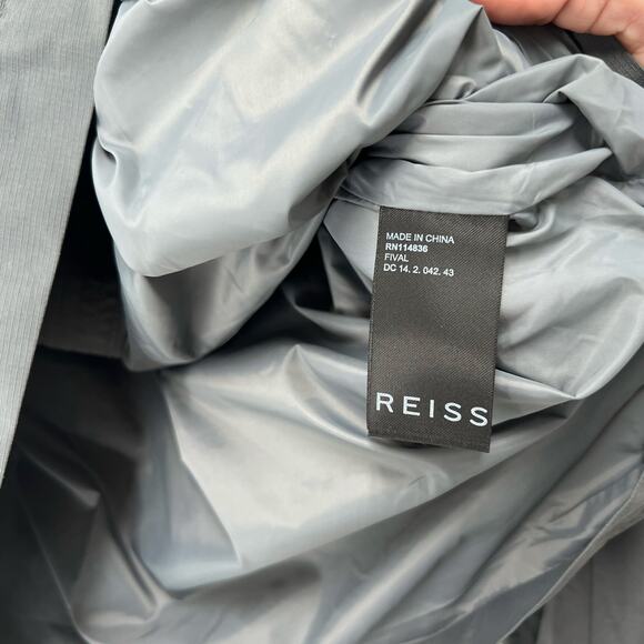 REISS Fival Textured Harrington Zip Jacket Mens Sz XXL Grey Slate - Picture 6 of 8